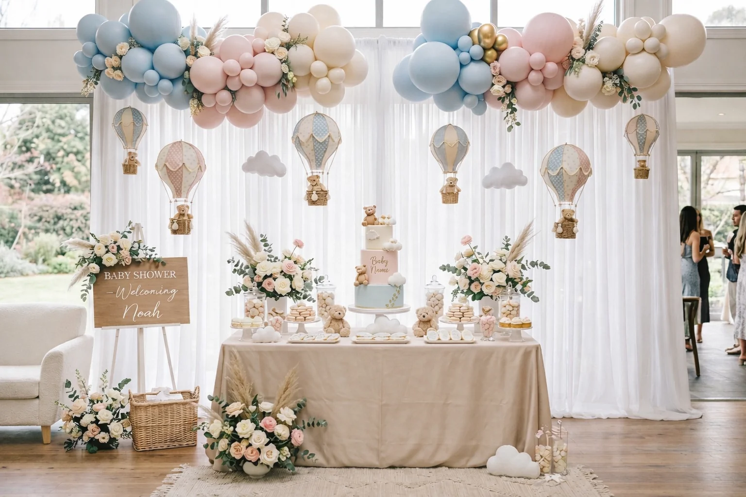 Baby shower balloon display by Little Moment Studio Kent — professionally installed latex balloon garland