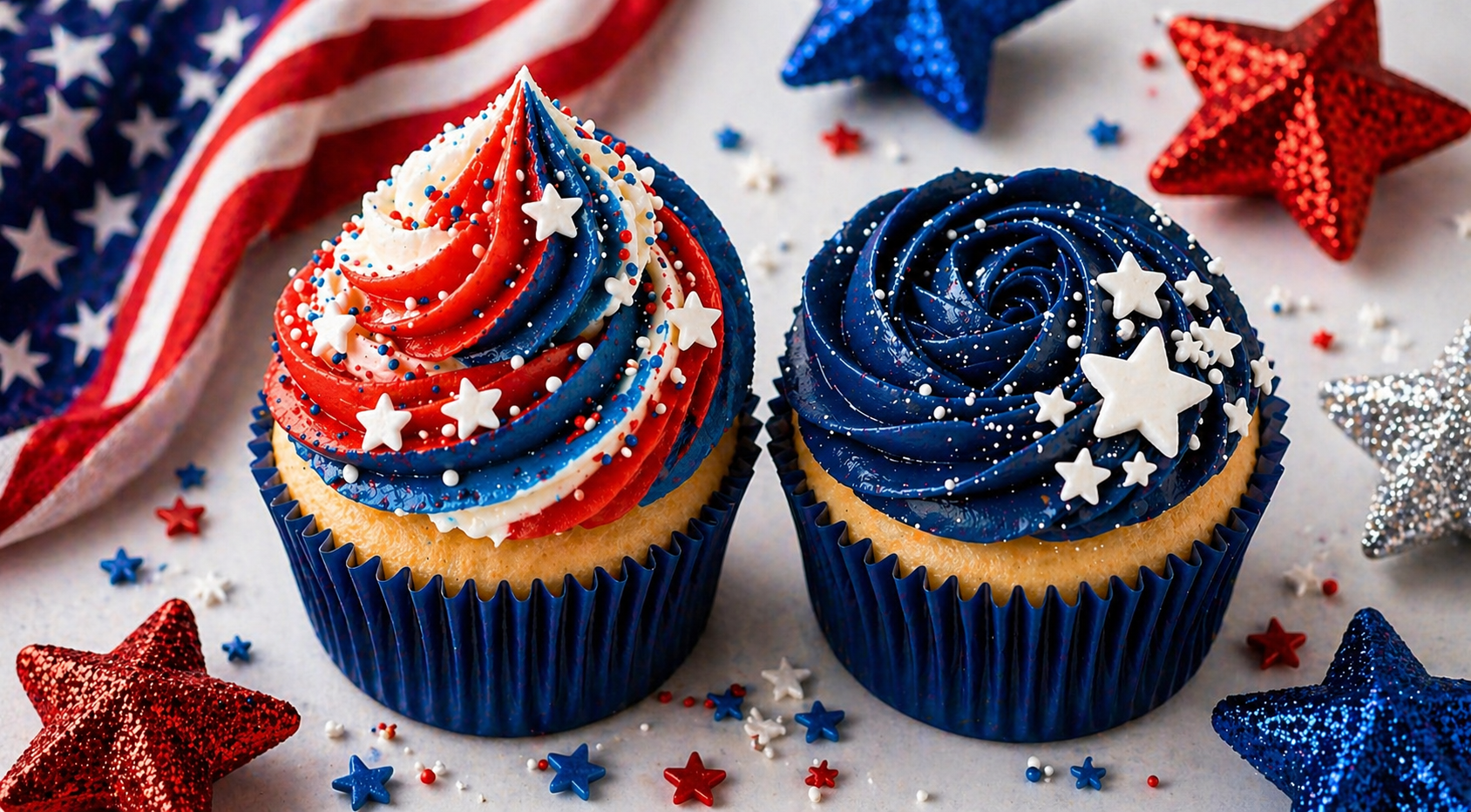 Red, white and blue cupcakes for 4th of July, styled by Little Moment Studio Kent