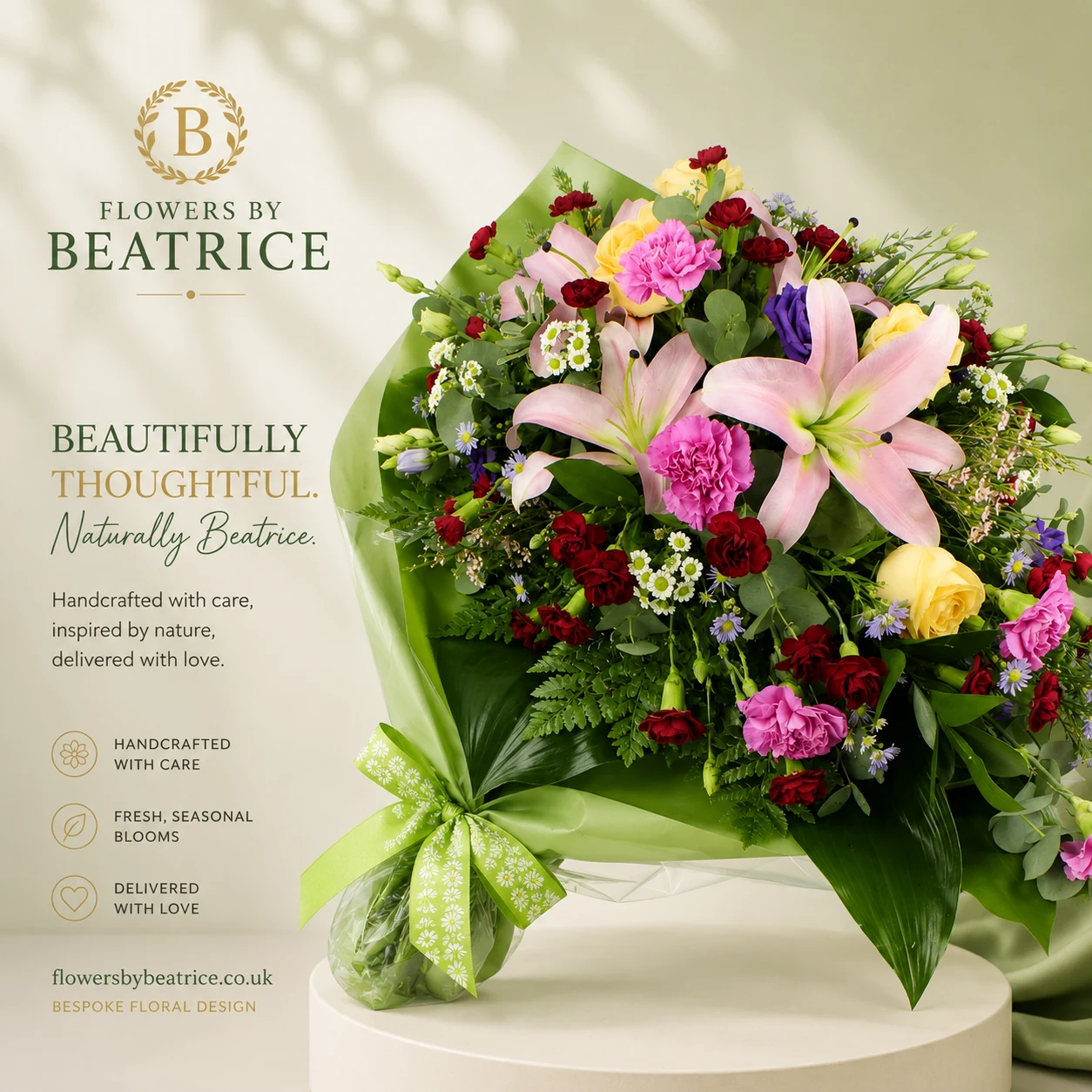 Flowers by Beatrice mixed seasonal hand-tied bouquet, Sittingbourne Kent