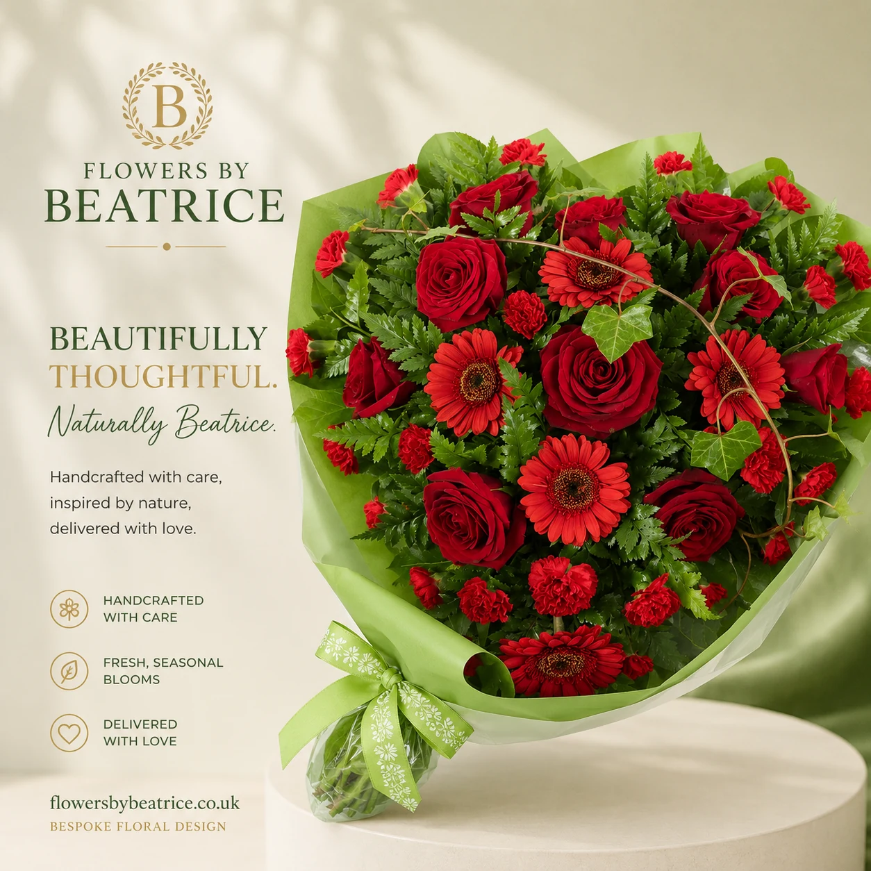 Flowers by Beatrice red rose and gerbera bouquet, Sittingbourne Kent