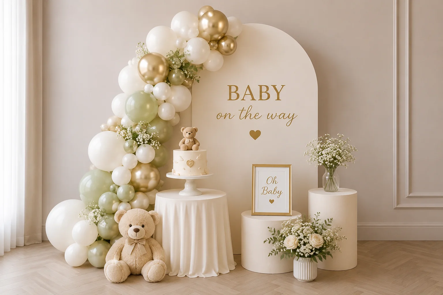 The Luxe Baby Shower Mini — intimate baby shower setup by Little Moment Studio